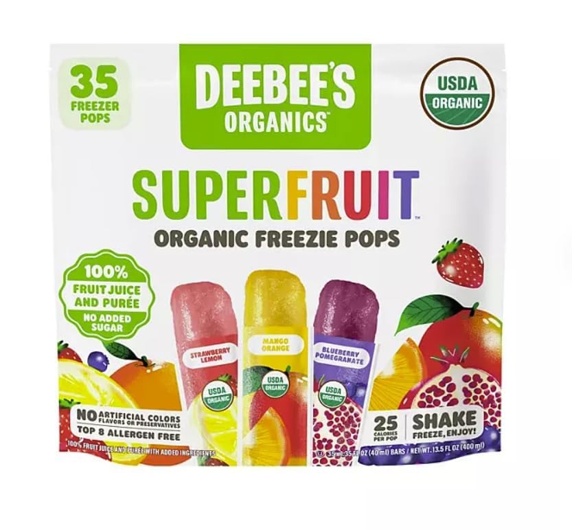 DeeBee-S Organics Superfruit Freezies Pops – 35 Count, 1.35 fl oz Each