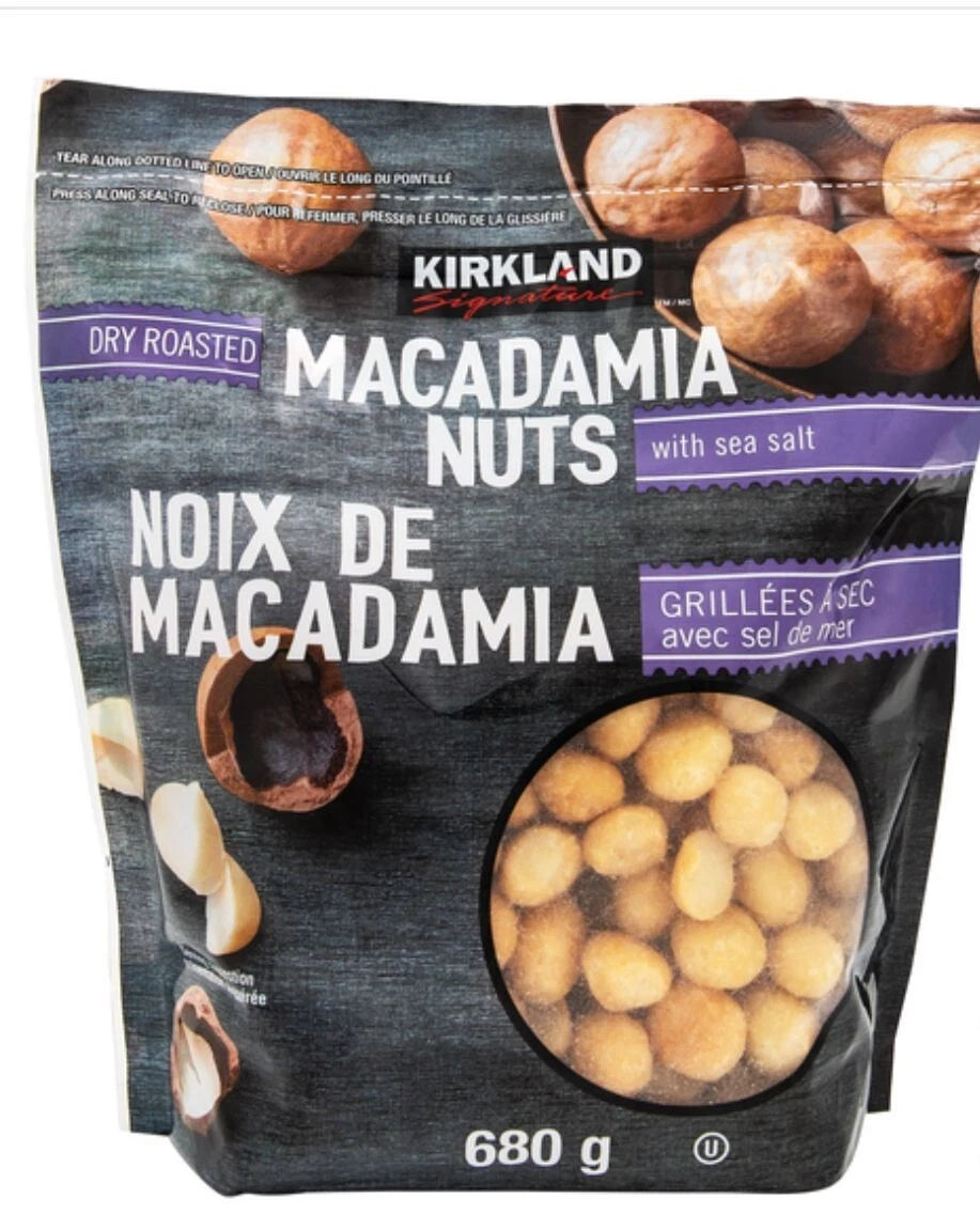 Kirkland Signature Dry Roasted Macadamia Sea Salt Nuts Resealable Bag