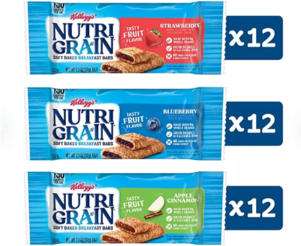 Mo’sirca Kollection NutriGrain Bars Variety Pack – 36 Count (1.3 oz Each)