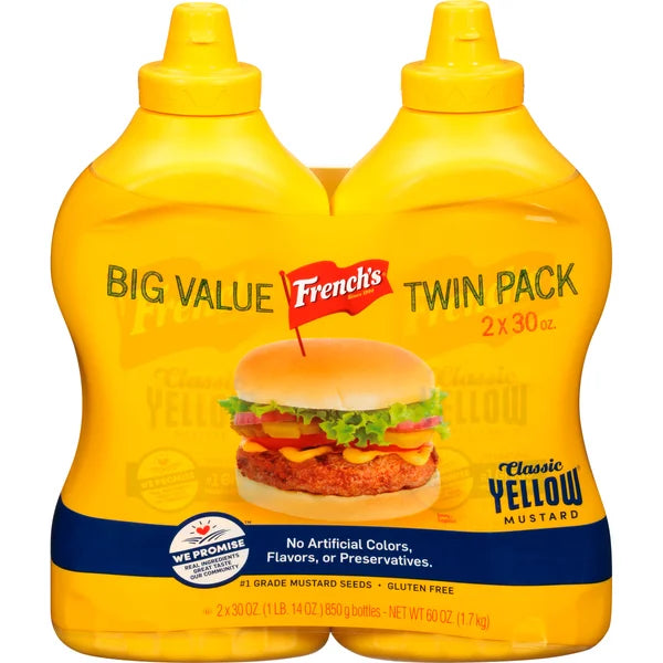 French's Classic Yellow Mustard – Big Value Twin Pack (2 Count, 30 oz.)