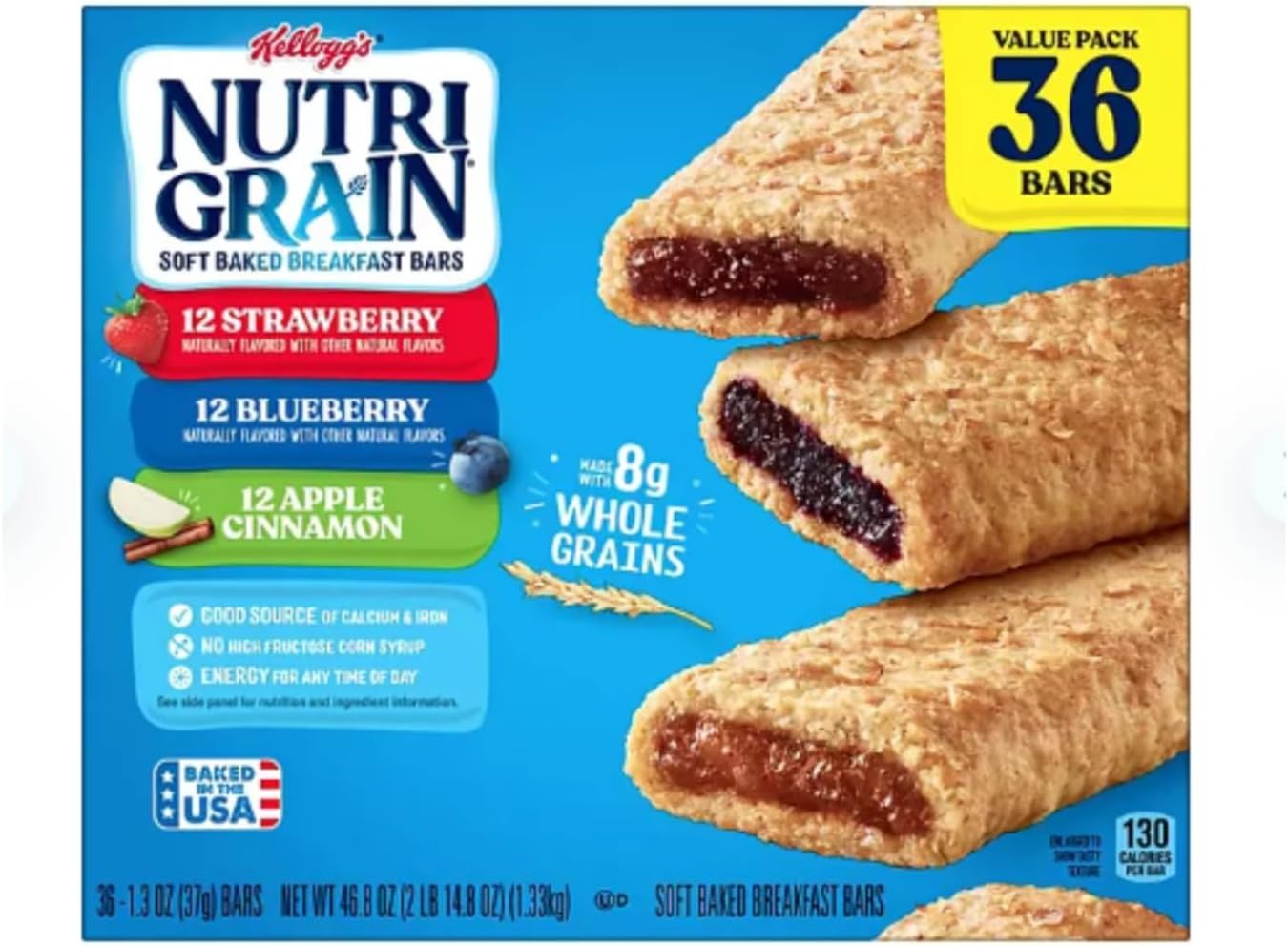 Mo’sirca Kollection NutriGrain Bars Variety Pack – 36 Count (1.3 oz Each)