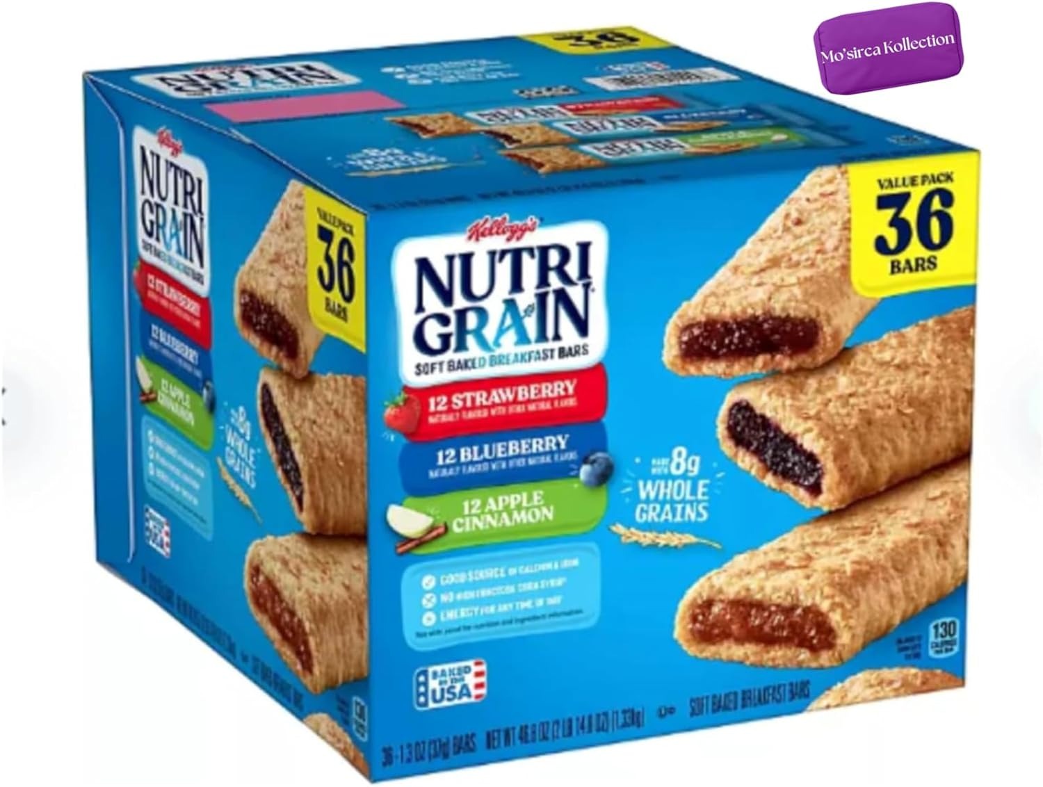 Mo’sirca Kollection NutriGrain Bars Variety Pack – 36 Count (1.3 oz Each)