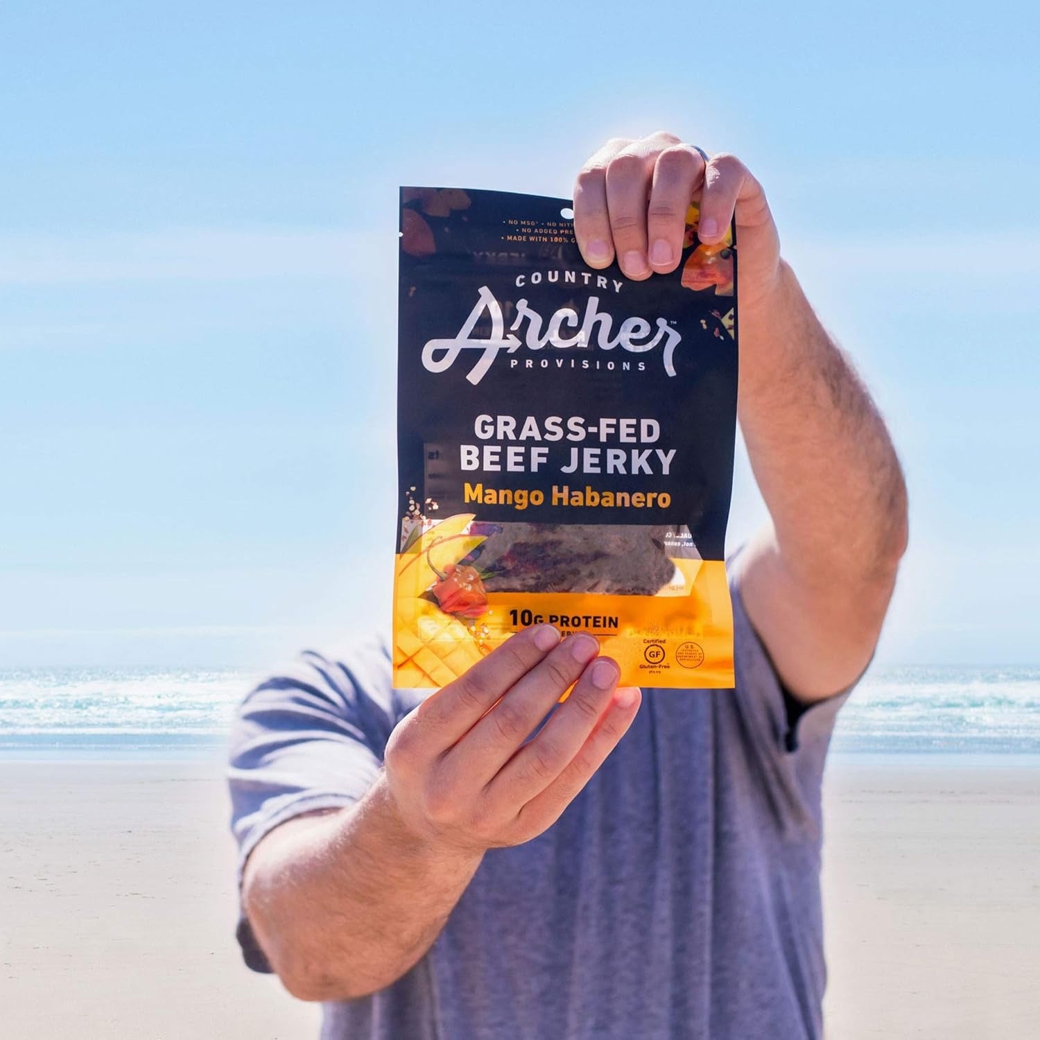 Country Archer Mango Habanero Beef Jerky, 100% Grass-Fed, Gluten Free, 7 Ounce (Pack of 1)