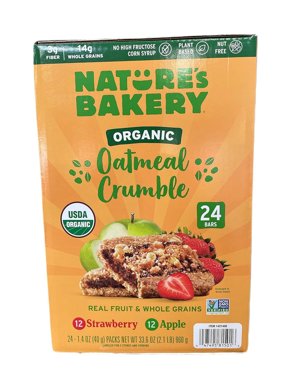 Nature's Bakery Organic Oatmeal Crumble – 24 Soft-Baked Bars