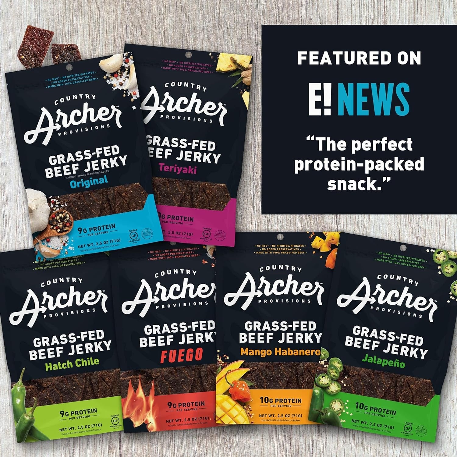 Country Archer Mango Habanero Beef Jerky, 100% Grass-Fed, Gluten Free, 7 Ounce (Pack of 1)