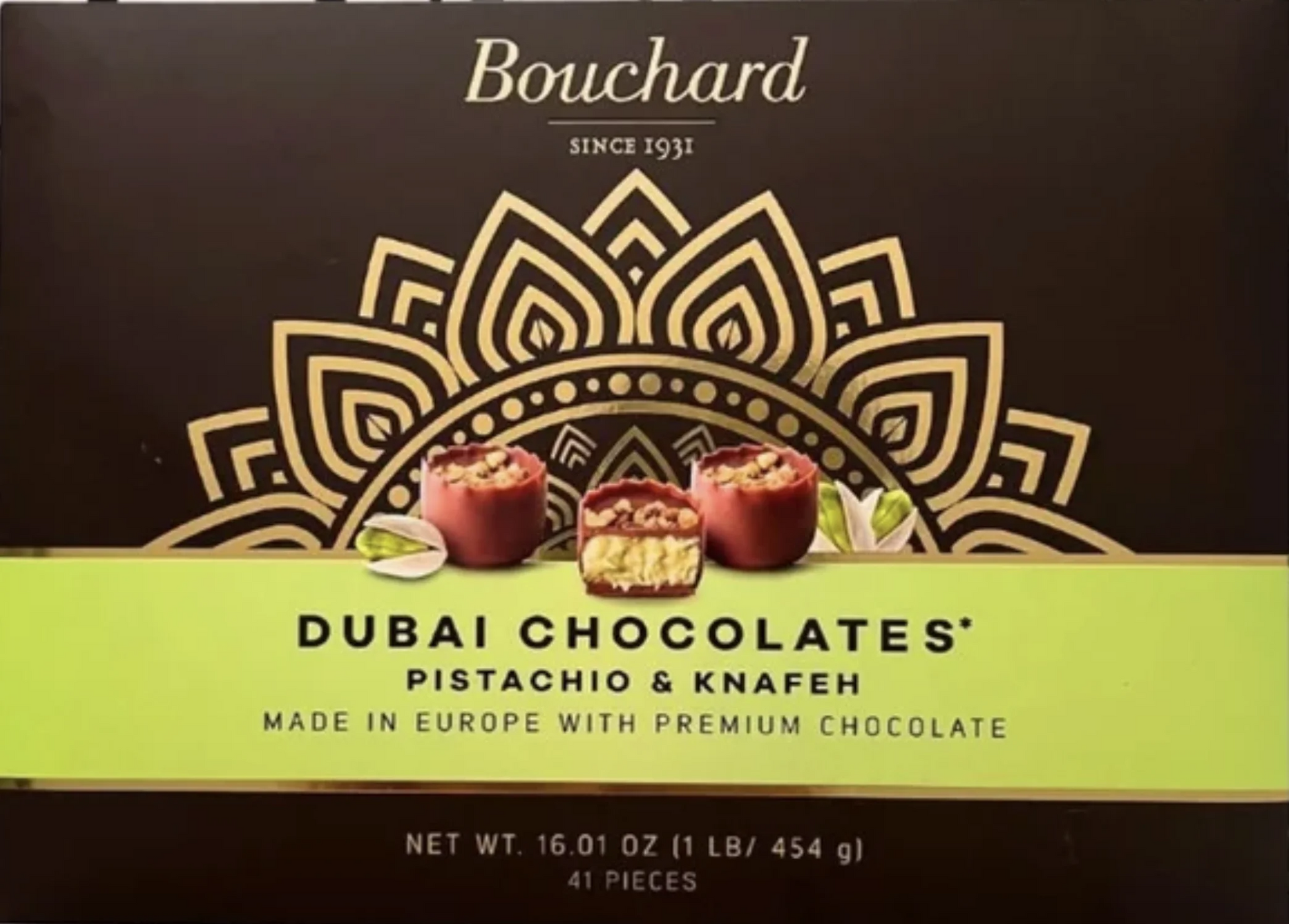 Bouchard Luxurious Dubai Chocolate With Pistachio & Knafeh, 41 Pieces (16.01 oz)