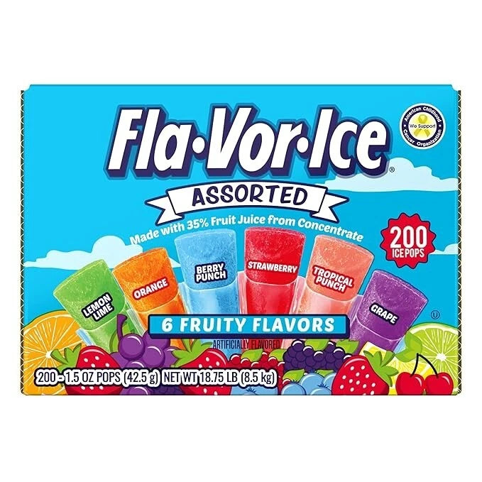Pack of 2 Fla-Vor-Ice Giant Pops, 1.5 oz., 200 pk.