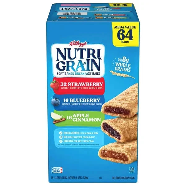 Kellogg's Nutri-Grain Soft Baked Breakfast Bars, 1.3 oz, 64-count