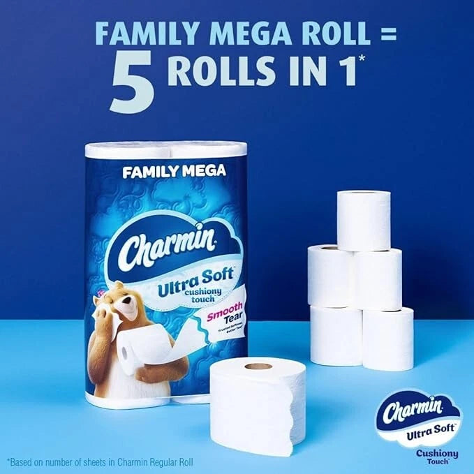 Charmin Ultra Soft Cushiony Touch Toilet Paper Absorbent Bathroom Tissue