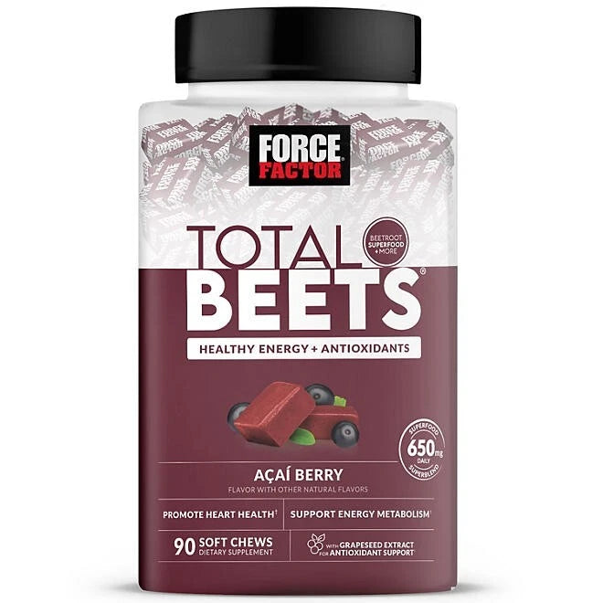 2 Pack Force Factor Total Beets Soft Chews, Açai Berry, 90 ct.