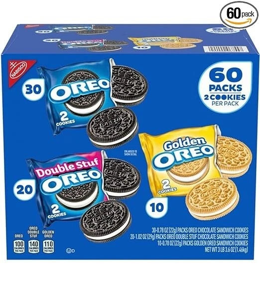 OREO Sandwich Cookies, Variety Pack, 60-count