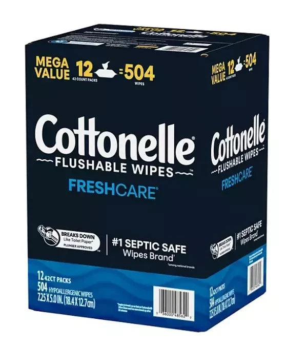 Cottonelle 504 Flushable Wet Wipes, 12 Flip-Top Packs (42 wipes)