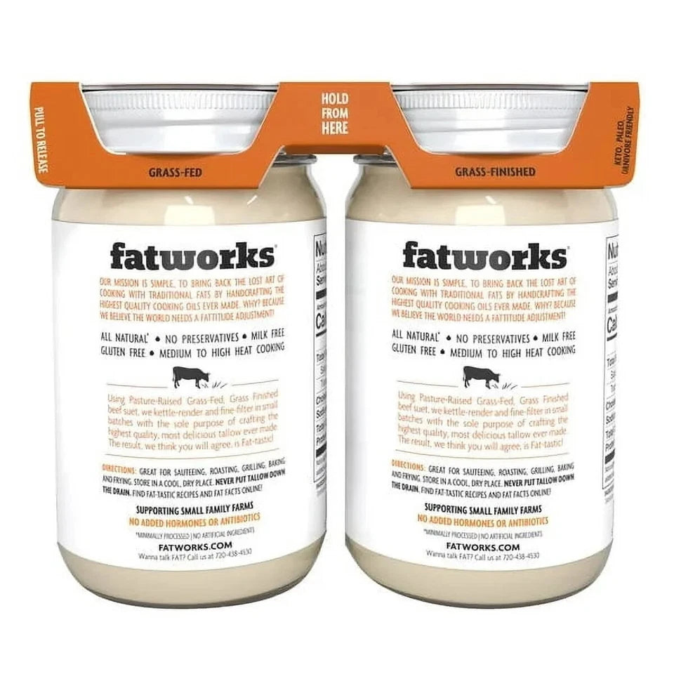 Fatworks Grass-Fed Beef Tallow, 14.1 Ounce (Pack of 2)