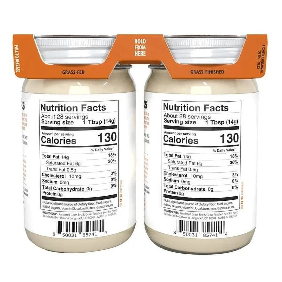 Fatworks Grass-Fed Beef Tallow, 14.1 Ounce (Pack of 2)