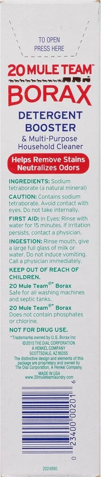20 Mule Team All Natural Borax Detergent Booster & Multi-Purpose 4 Count