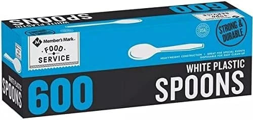 Pack of Two Member's Mark Heavyweight White Plastic Spoons, 600 ct