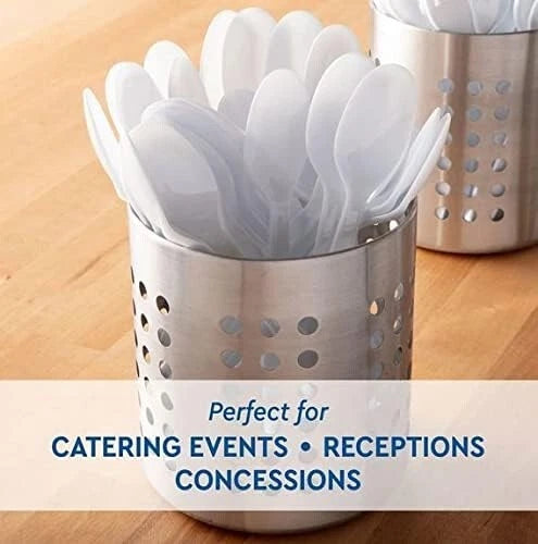 Pack of Two Member's Mark Heavyweight White Plastic Spoons, 600 ct