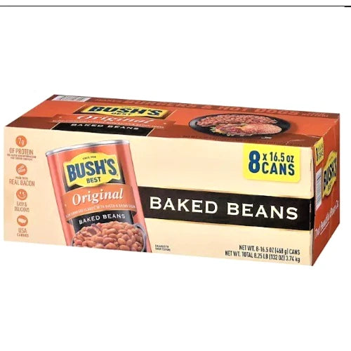 Bush's Original Baked Beans, 16.5 ounces, 8 counts.