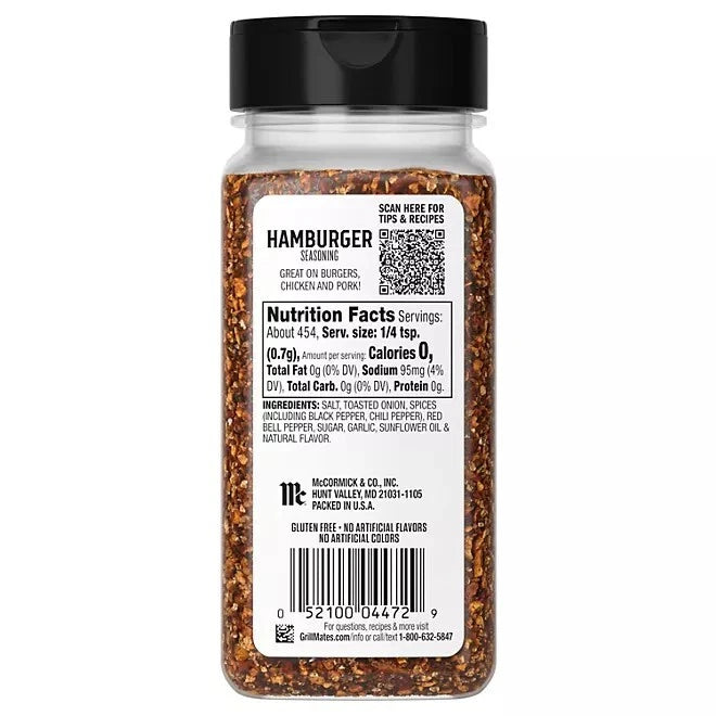 McCormick Grill Mates Hamburger Seasoning, 11.25 oz.