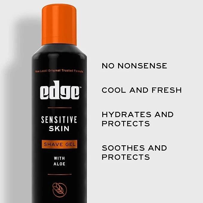 Pack Of Three Edge Sensitive Skin Shaving Gel for Men, 9.5 oz
