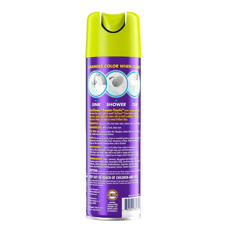 2Pcs OxiClean Foam-Tastic Foaming Bathroom Cleaner Removes Soap Scum Fresh Scent