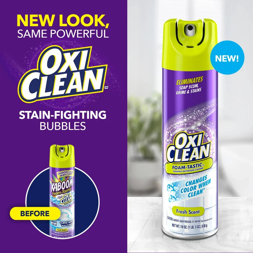 2Pcs OxiClean Foam-Tastic Foaming Bathroom Cleaner Removes Soap Scum Fresh Scent