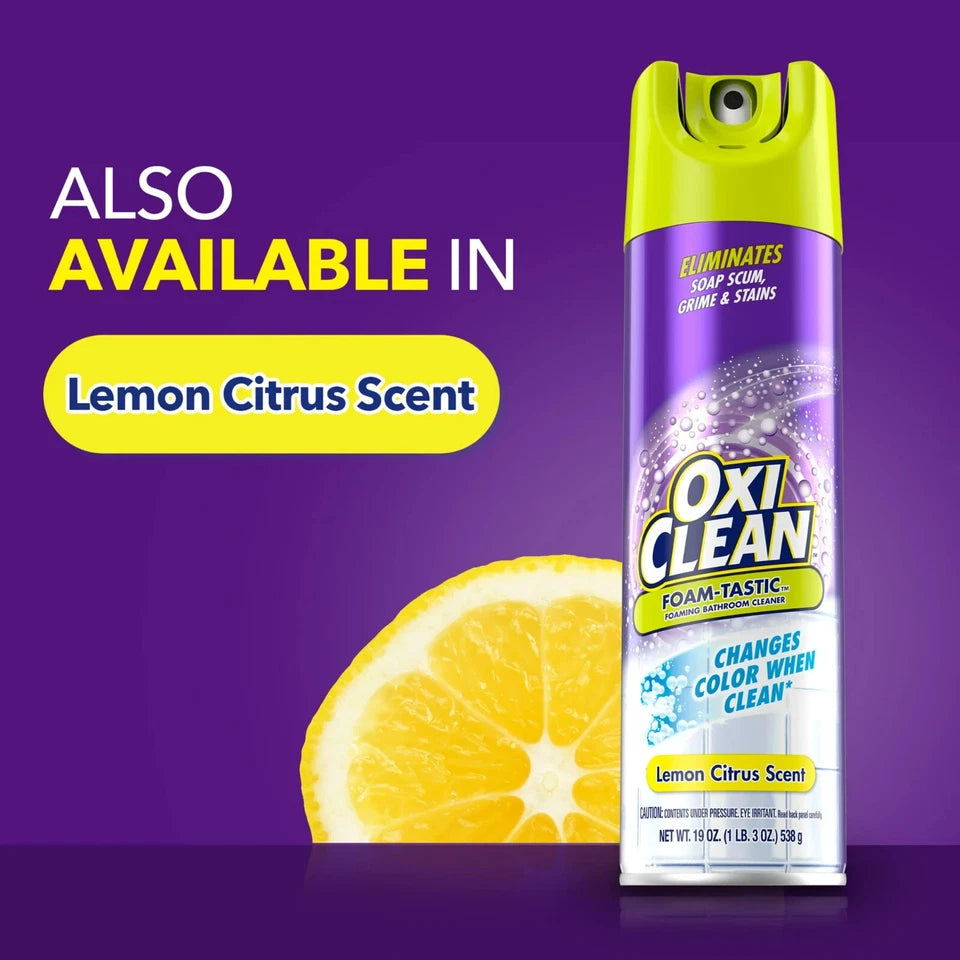 2Pcs OxiClean Foam-Tastic Foaming Bathroom Cleaner Removes Soap Scum Fresh Scent