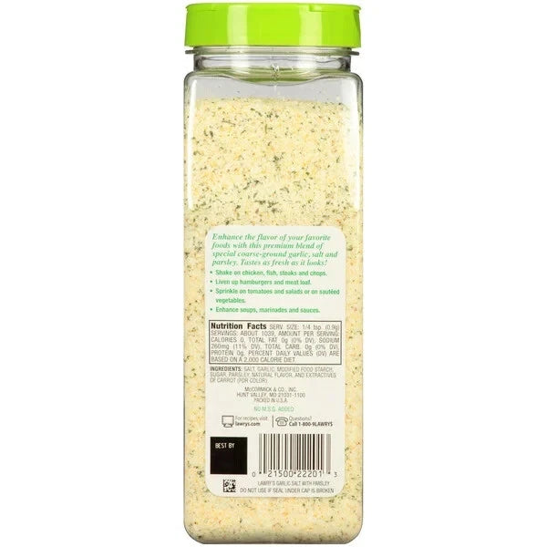 Lawry's Coarse Ground Garlic Salt with Parsley, 33 oz