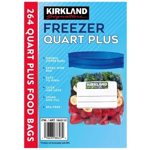 Kirkland Signature Freezer Quart Plus Bags, 264-count
