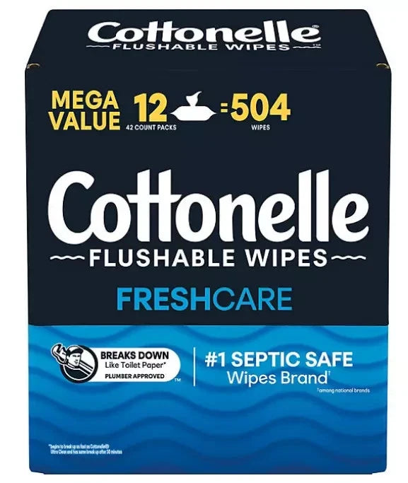 Cottonelle 504 Flushable Wet Wipes, 12 Flip-Top Packs (42 wipes)