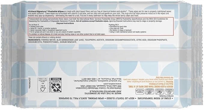 Kirkland Signature Premoistened Flushable Wipes, Fragrance Free, 640-count