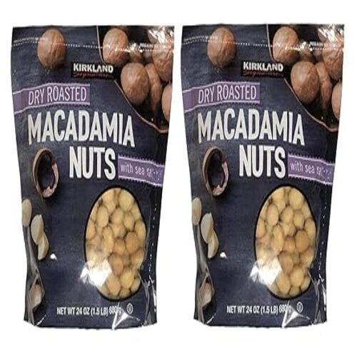 Pack Of 2 Kirkland Signature Dry Roasted Macadamia Sea Salt Nuts Resealable Bag