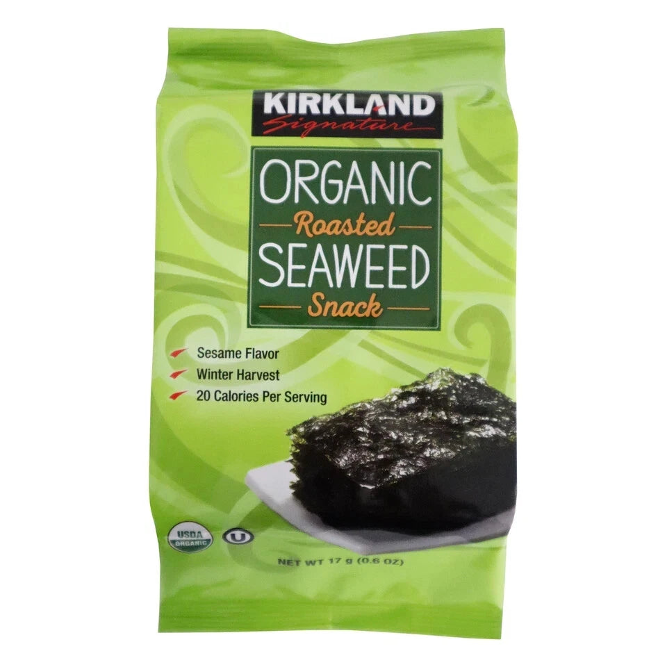 Kirkland Signature Organic Roasted Seaweed Snack, 0.6 Ounce (10 Count)