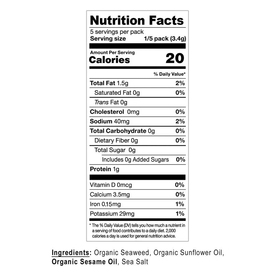 Kirkland Signature Organic Roasted Seaweed Snack, 0.6 Ounce (10 Count)