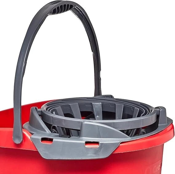 QuickWring Bucket, 2.5 Gallon Mop Bucket with Wringer, Red