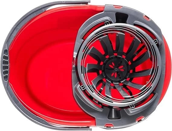 QuickWring Bucket, 2.5 Gallon Mop Bucket with Wringer, Red