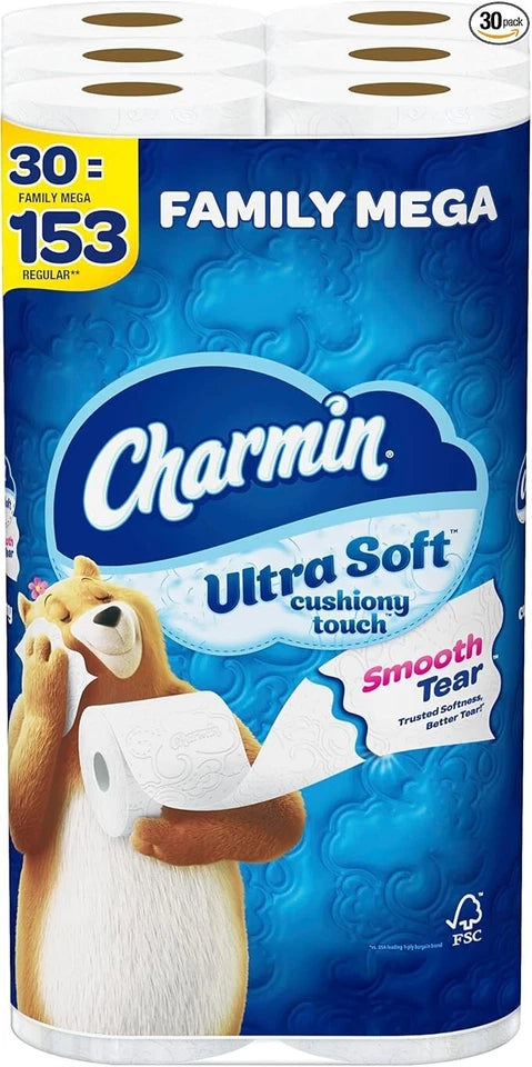 Charmin Ultra Soft Cushiony Touch Toilet Paper Absorbent Bathroom Tissue